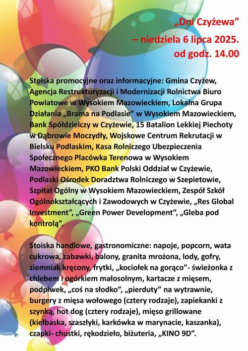 Zapraszamy na Dni Czyżewa Zapraszamy na Dni Czyżewa